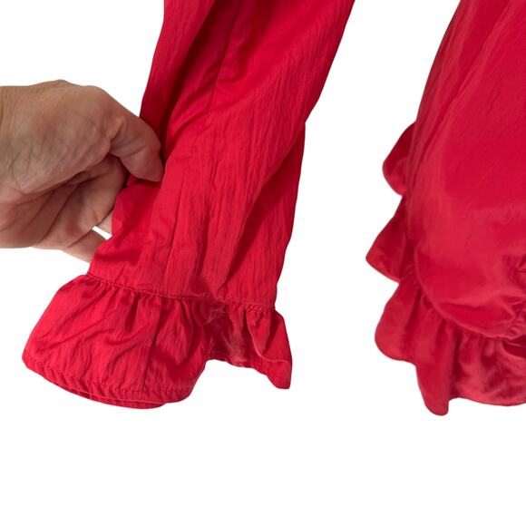 Etcetera Red Ruffle Front Belted Jacket Size 4 - Picture 3 of 7